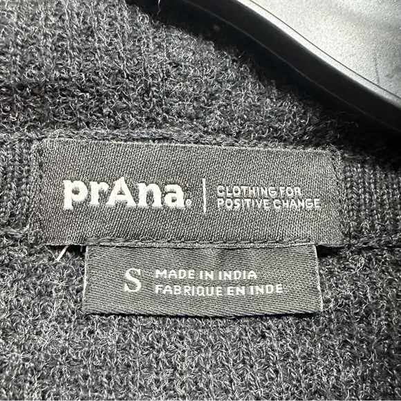 Prana Women's Milani Tunic Hoodie Sweater Size Small Black Organic Cotton Wool - Picture 7 of 12